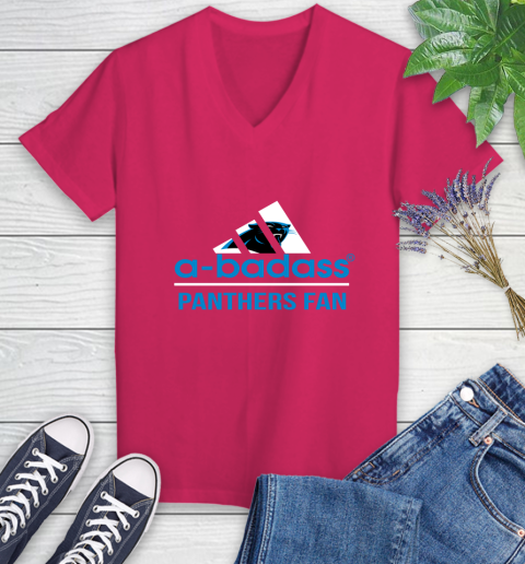 Carolina Panthers NFL Football A Badass Adidas Adoring Fan Sports Women's V-Neck T-Shirt 9