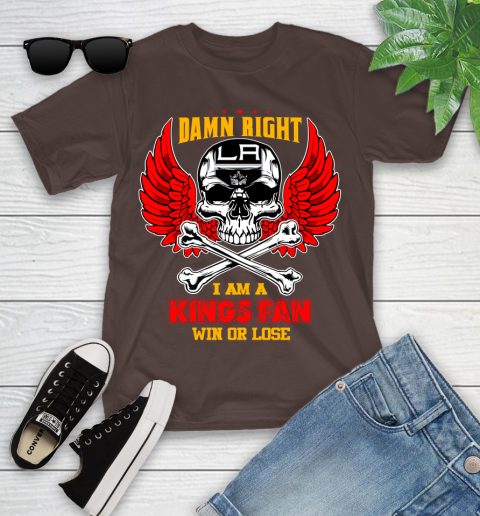 NHL Damn Right I Am A Los Angeles Kings Win Or Lose Skull Hockey Sports Youth T-Shirt 7