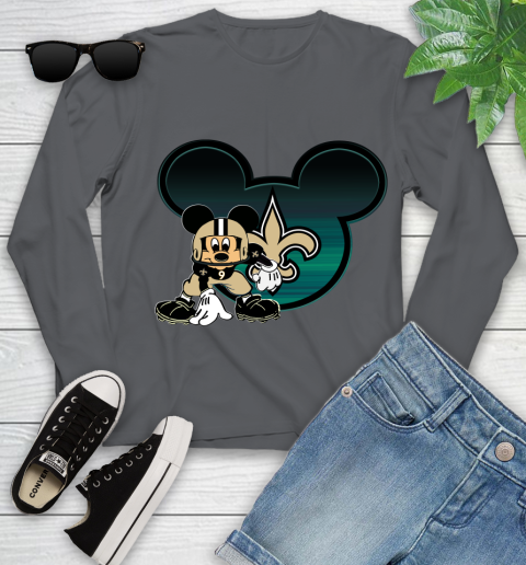 NFL New Orleans Saints Mickey Mouse Disney Football T Shirt Youth Long Sleeve 8