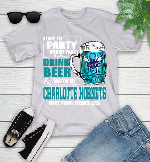 NBA Drink Beer and Watch My Charlotte Hornets Beat Your Team' Ass Youth T-Shirt 4