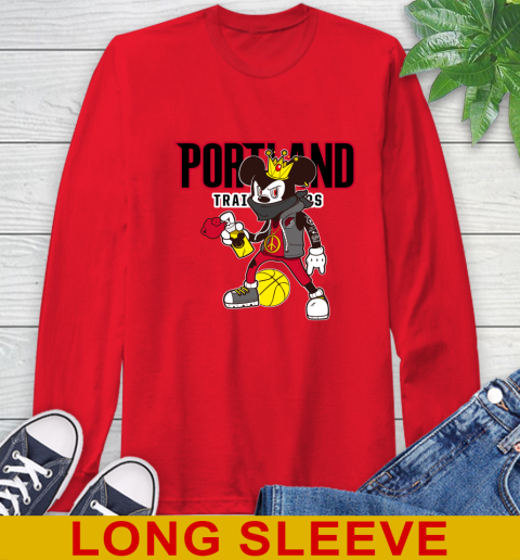 Portland Trail Blazers NBA Basketball Mickey Peace Sign Sports Long Sleeve T-Shirt 10