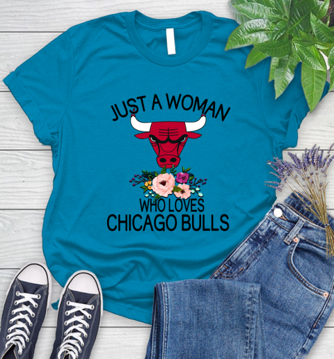 NBA Just A Woman Who Loves Chicago Bulls Basketball Sports Women's T-Shirt 5