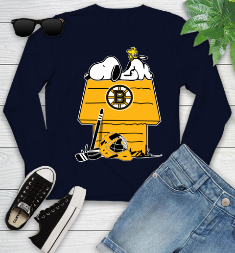 Boston Bruins NHL Hockey Snoopy Woodstock The Peanuts Movie Youth Long Sleeve 3