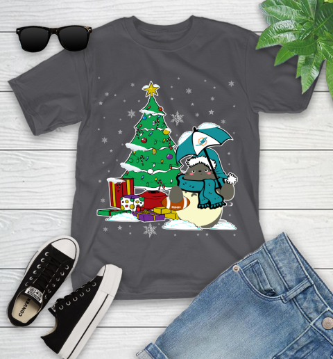 Miami Dolphins NFL Football Cute Tonari No Totoro Christmas Sports Youth T-Shirt 6