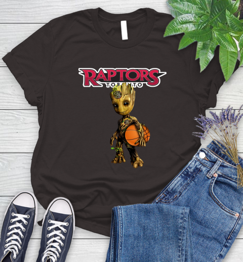 Toronto Raptors NBA Basketball Groot Marvel Guardians Of The Galaxy Women's T-Shirt 8
