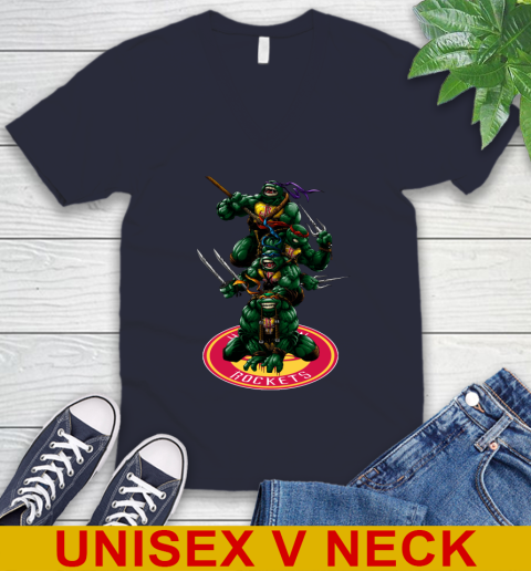NBA Basketball Houston Rockets Teenage Mutant Ninja Turtles Shirt V-Neck T-Shirt 4 NBA Basketball Houston Rockets Teenage Mutant Ninja Turtles Shirt V-Neck T-Shirt - Image 4