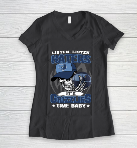 Listen Haters It is GRIZZLIES Time Baby NBA Women's V-Neck T-Shirt 6