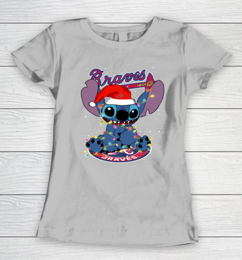 Atlanta Braves MLB noel stitch Baseball Christmas Women's T-Shirt 3