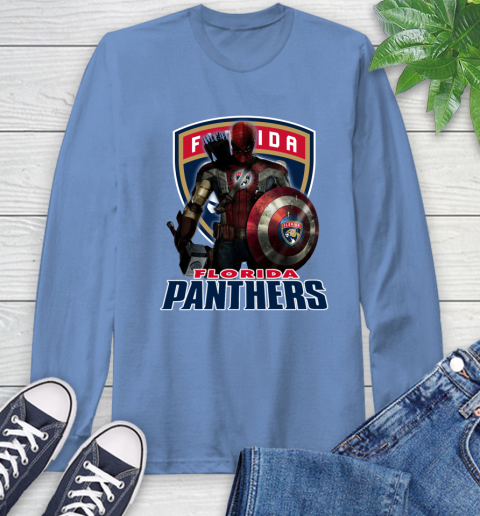 NHL Captain America Thor Spider Man Hawkeye Avengers Endgame Hockey Florida Panthers Long Sleeve T-Shirt 11