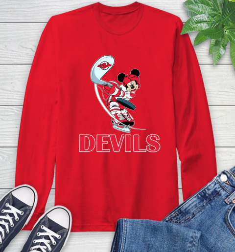 NHL Hockey New Jersey Devils Cheerful Mickey Mouse Shirt Long Sleeve T-Shirt 11