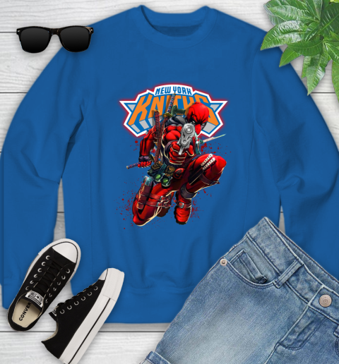 NBA Deadpool Marvel Comics Sports Basketball New York Knicks Youth Sweatshirt 8