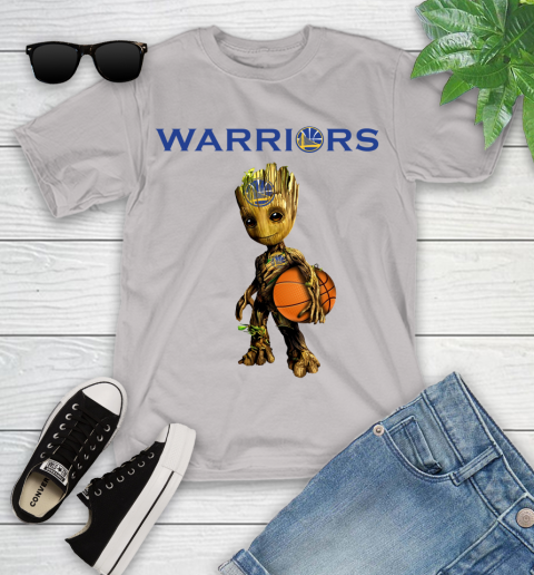 Golden State Warriors NBA Basketball Groot Marvel Guardians Of The Galaxy Youth T-Shirt 12