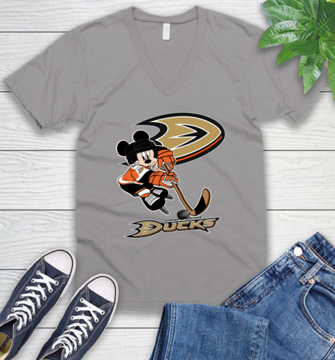 NHL Anaheim Ducks Mickey Mouse Disney Hockey T Shirt V-Neck T-Shirt 4
