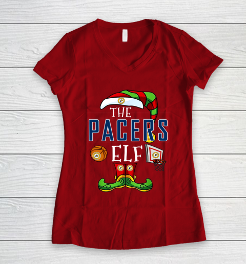 Indiana Pacers Christmas ELF Funny NBA Women's V-Neck T-Shirt 8