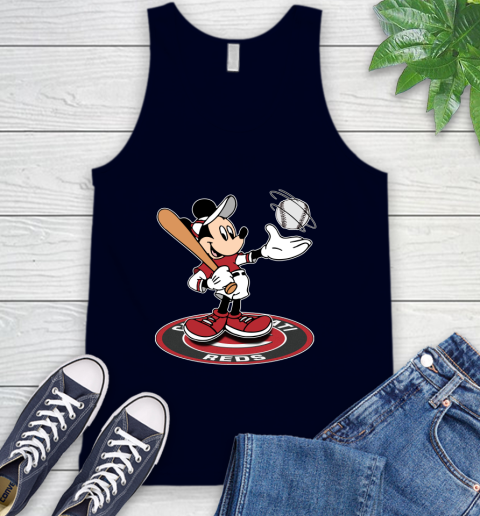 MLB Baseball Cincinnati Reds Cheerful Mickey Disney Shirt Tank Top - Image 4