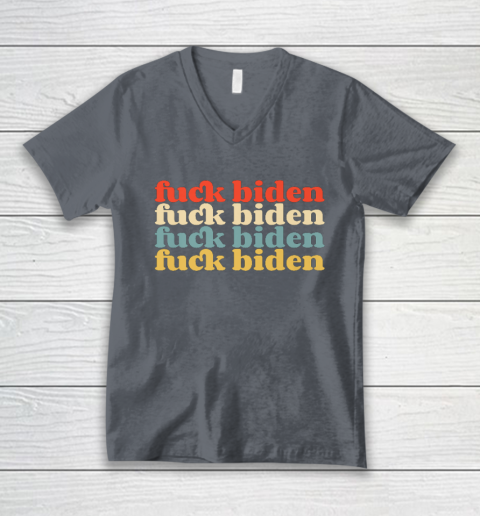 Vintage Fuck Biden Anti Biden Tee Top Womens Mens Premium V-Neck T-Shirt 4