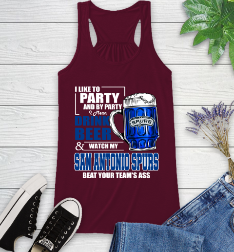 NBA Drink Beer and Watch My San Antonio Spurs Beat Your Team's Ass Basketball Racerback Tank 2