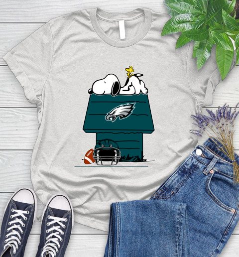 Philadelphia Eagles NFL Football Snoopy Woodstock The Peanuts Movie Women's T-Shirt