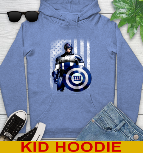 New York Giants NFL Football Captain America Marvel Avengers American Flag Shirt Youth Hoodie 12