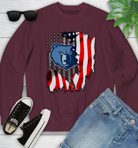 Memphis Grizzlies NBA Basketball American Flag Youth Sweatshirt 4