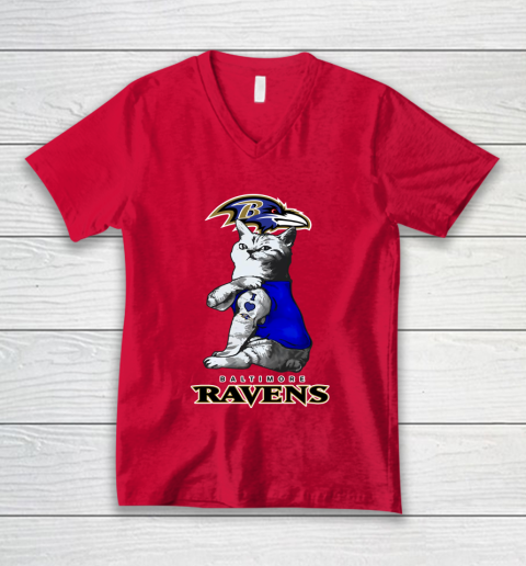 NFL Football My Cat Loves Baltimore Ravens V-Neck T-Shirt 6