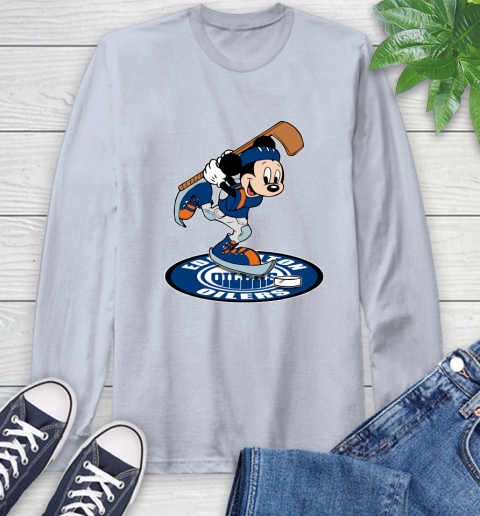 NHL Hockey Edmonton Oilers Cheerful Mickey Disney Shirt Long Sleeve T-Shirt 6