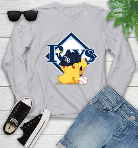 MLB Pikachu Baseball Sports Tampa Bay Rays Youth Long Sleeve 5