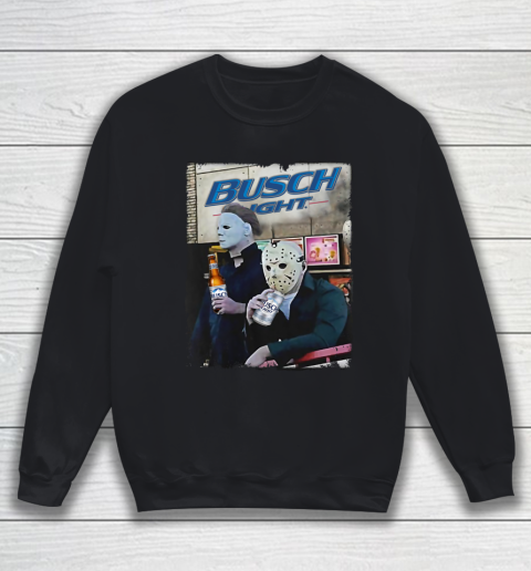 Michael Myers And Jason Voorhees Busch Light Halloween Sweatshirt