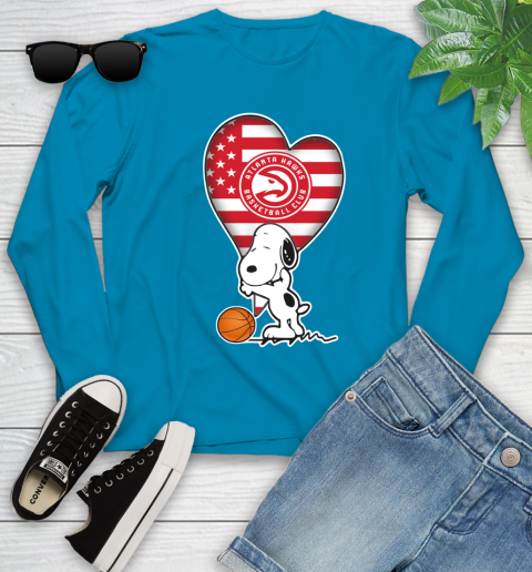 Atlanta Hawks NBA Basketball The Peanuts Movie Adorable Snoopy Youth Long Sleeve 7