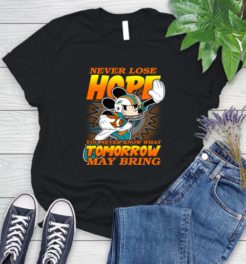 Miami Dolphins NFL Football Mickey Disney Never Lose Hope Women's T-Shirt
