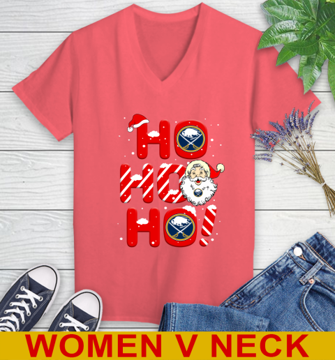 Buffalo Sabres NHL Hockey Ho Ho Ho Santa Claus Merry Christmas Shirt Women's V-Neck T-Shirt 6