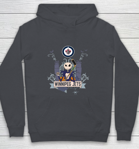 NHL Winnipeg Jets Hockey Jack Skellington Halloween Youth Hoodie 5