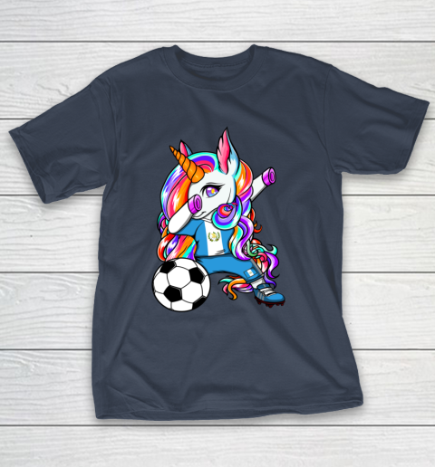 Dabbing Unicorn Guatemala Soccer Fans Jersey Flag Football T-Shirt 16