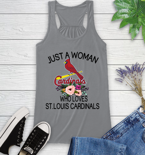 MLB Just A Woman Who Loves St.Louis Cardinals Baseball Sports Racerback Tank 3