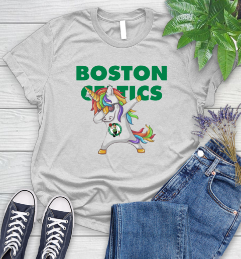 Boston Celtics NBA Basketball Funny Unicorn Dabbing Sports Women's T-Shirt