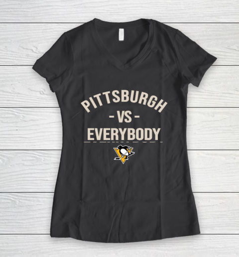 Pittsburgh Penguins Vs Everybody Women's V-Neck T-Shirt 6