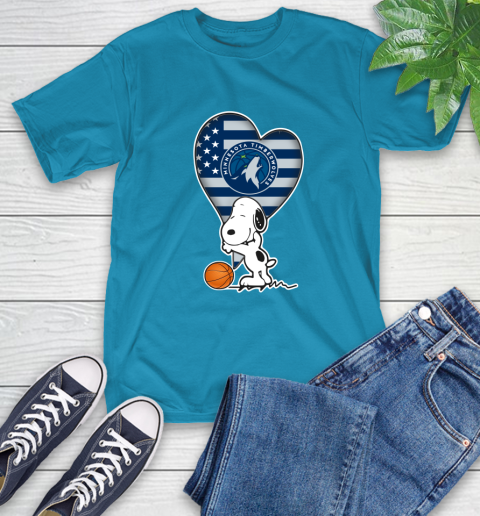 Minnesota Timberwolves NBA Basketball The Peanuts Movie Adorable Snoopy T-Shirt 8