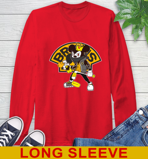 Boston Bruins NHL Hockey Mickey Peace Sign Sports Long Sleeve T-Shirt 10