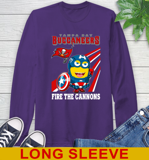 NFL Football Tampa Bay Buccaneers Captain America Marvel Avengers Minion Shirt Long Sleeve T-Shirt 5