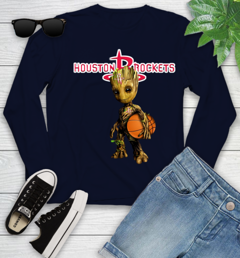 Houston Rockets NBA Basketball Groot Marvel Guardians Of The Galaxy Youth Long Sleeve 3