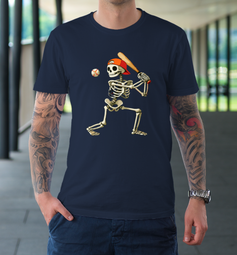 Skeleton Baseball Halloween Costume Funny T-Shirt 2