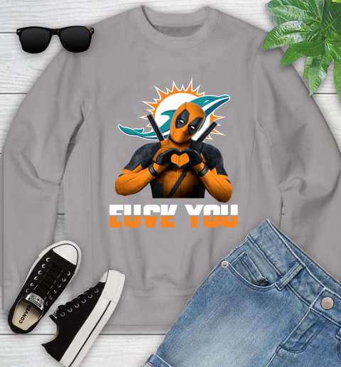 NHL Miami Dolphins Deadpool Love You Fuck You Football Sports Youth Sweatshirt 3