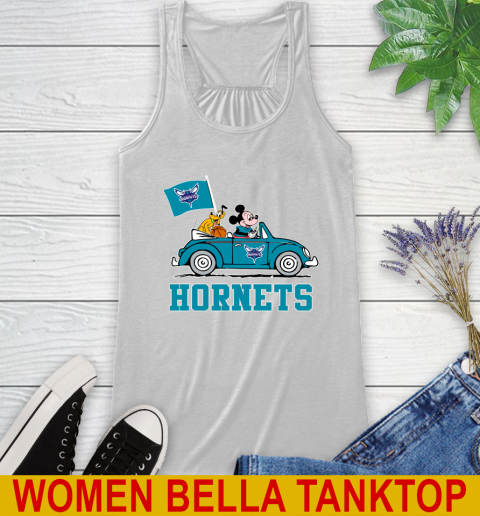NBA Basketball Charlotte Hornets Pluto Mickey Driving Disney Shirt Racerback Tank
