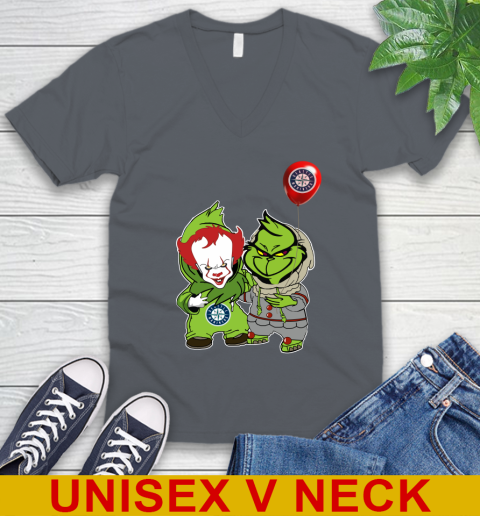 Baby Pennywise Grinch Christmas MLB Baseball Seattle Mariners V-Neck T-Shirt 5