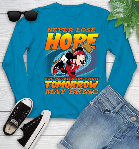 Carolina Hurricanes NHL Hockey ootball Mickey Disney Never Lose Hope Youth Long Sleeve 8