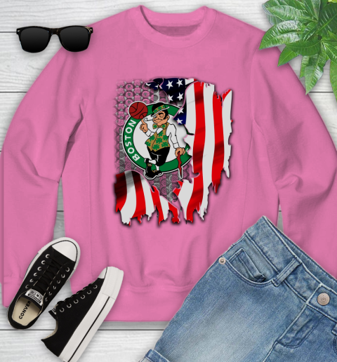 Boston Celtics NBA Basketball American Flag Youth Sweatshirt 6
