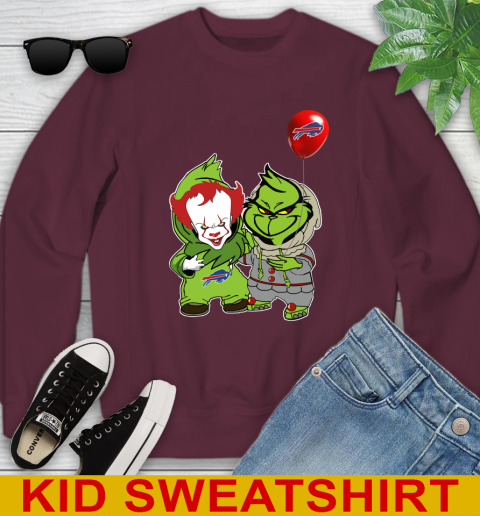 Buffalo Bills Baby Pennywise Grinch Christmas NFL Football Youth Sweatshirt 5