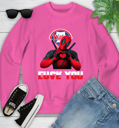 MLB Philadelphia Phillies Deadpool Love You Fuck You Baseball Sports Youth Sweatshirt 6