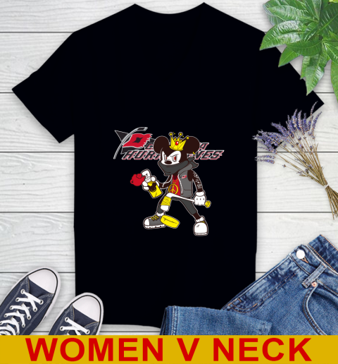 Carolina Hurricanes NHL Hockey Mickey Peace Sign Sports Women's V-Neck T-Shirt 2