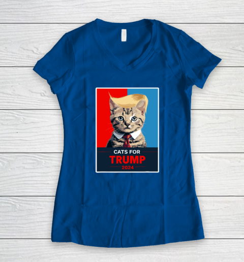 Cats For Trump 2024 Election Women's V-Neck T-Shirt 5